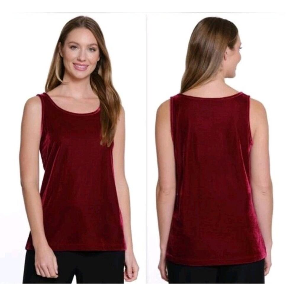 John Mark Womens Velvet Tank top Cami Shirt Size L Wine Red NWT